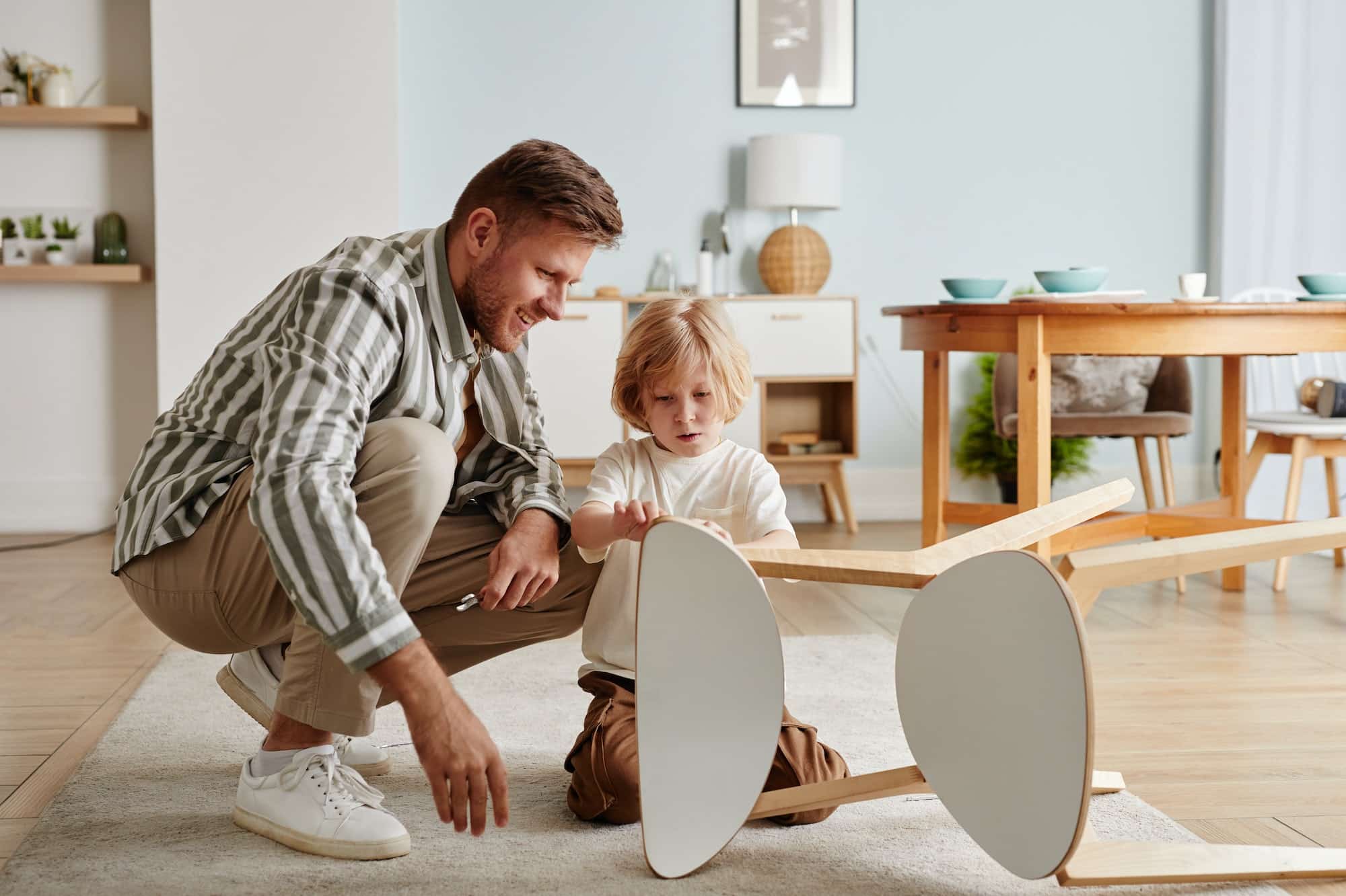 Father and Son in New House